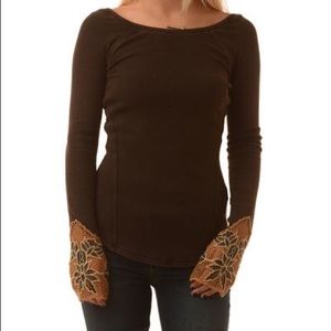 Free people Bali cuff lace thermal brown